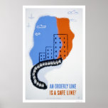 Linha em ordem defesa civil WPA 1941 Impressão