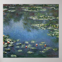 Lírios de água, Monet, flores do impressionismo do Posters