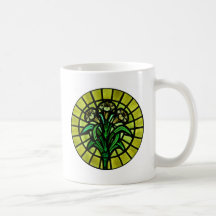Lírios no vitral caneca