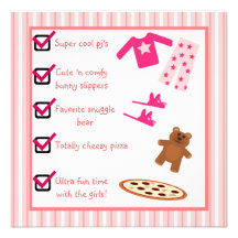 Lista de verificação dos deslizadores dos pijamas  convites personalizados
