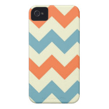 Listras azuis e alaranjadas Pastel de Chevron iPhone 4 Capas