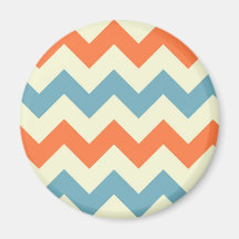 Listras azuis e alaranjadas Pastel de Chevron Imã De Geladeira