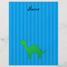 Listras azuis personalizadas do dinossauro conheci panfletos coloridos