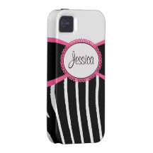 Listras da zebra com rosa & preto
