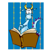 Livro de leitura do dragão cartoes postais