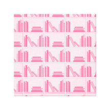 Livros cor-de-rosa na prateleira impressão de canvas envolvida