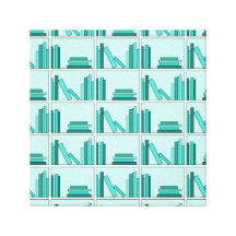 Livros na prateleira. Design na cerceta e no Aqua. Impressão De Canvas Esticada