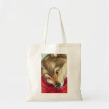 Lobo no saco vermelho bolsas para compras