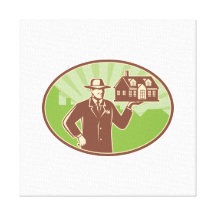 Logo_man_holding_house_EPS10.png Impressão De Canvas Esticada