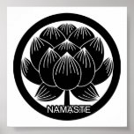 Lotus preto e branco Namaste Pôsteres