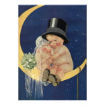 Lua bonito do crescente do noivo da noiva do bebê  convite personalizado