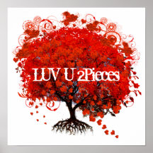 Luv U 2 partes do quebra-cabeça das raizes remenda Posters