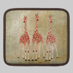 Luva do iPad dos girafas da rosa vermelha do vinta capas para ipad da rickshaw