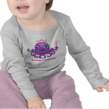 Luva longa da camisa bonito do polvo para seu bebé tshirt