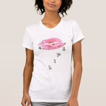 Luva quente do boné do AA das senhoras dos lábios T-shirt