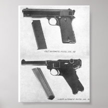 m1911 contra a pistola do Luger P08 Pôsteres