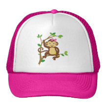 Macaco bonito da menina bonés