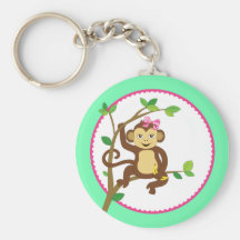 Macaco bonito da menina chaveiros