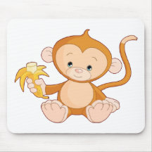 Macaco do bebê com banana mousepad