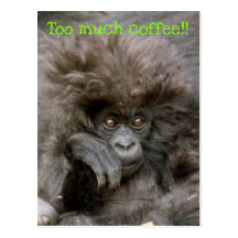 Macaco louco do cabelo demasiado cartão do café cartão postal