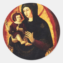 Madonna e criança adesivo em formato redondo
