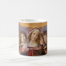 Madonna e criança com anjos por Sandro Botticelli Canecas
