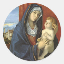 Madonna e criança por Giovanni Bellini Adesivo Em Formato Redondo