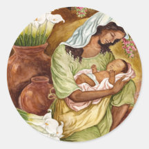 MÃE & CRIANÇA COM OS LÍRIOS DE CALA - MULTI ADESIVOS REDONDOS