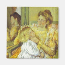Mãe que penteia o cabelo da sua criança. 1901, Mar Imã