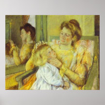 Mãe que penteia o cabelo da sua criança. 1901, Mar Poster
