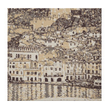 Malcesine, inspirado por Gustavo Klimt Impressão De Canvas Envolvida