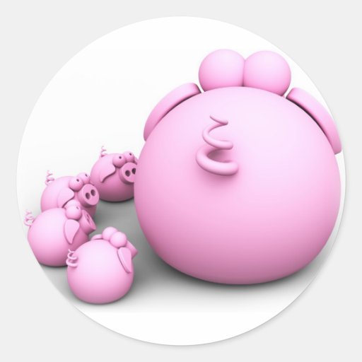 Mam u00e3 do porco adesivo redondo Zazzle Como Fazer Adesivos De Oncinha ~ Mam u00e3 do porco adesivo redondo Zazzle