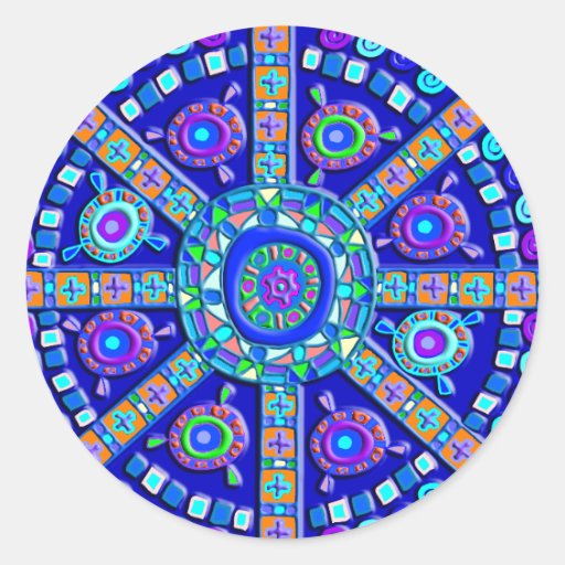 Mandala azul decorada adesivo Zazzle Como Fazer Artesanato Reciclagem De Garrafa Pet ~ Mandala azul decorada adesivo Zazzle