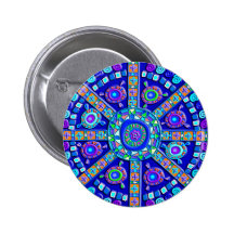 Mandala azul decorada boton