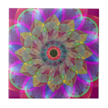 Mandala cor-de-rosa de Floramoeba Azulejo De Cerâmica