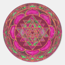Mandala de Sri Lakshmi Yantra Adesivo Em Formato Redondo