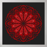 Mandala vermelha do laço pôsteres
