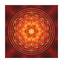 mandala vermelho marrom do amarelo alaranjado com  impressão de canvas esticada
