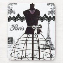 Manequim branco preto da forma de Paris Mousepads