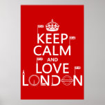 Mantenha a calma e ame Londres (alguma cor do fund Poster