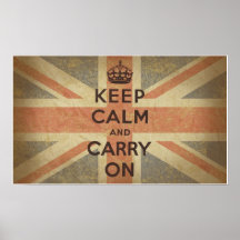 Mantenha a calma e continue com bandeira BRITÂNICA Pôsteres