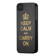 Mantenha a calma e continue - preto e ouro capas iPhone 4 Case-Mate