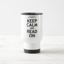 Mantenha a calma e leia-a sobre caneca
