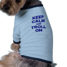 Mantenha a calma e pesque-a à linha sobre roupa para pet