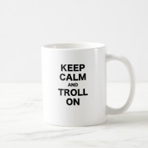 Mantenha a calma e pesque-a à linha sobre caneca