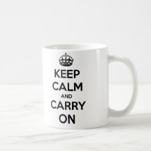 Mantenha calmo e continue a caneca (preto e branco
