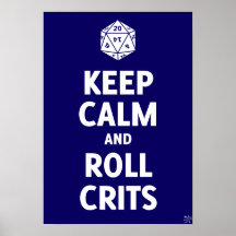 Mantenha o poster calmo e do rolo de Crits (d20, a