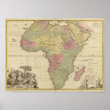 Mapa 1725 de África do vintage Poster