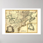 Mapa 1778 de Canadá e dos Estados Unidos Posters
