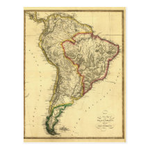 Mapa 1817 de Ámérica do Sul Cartao Postal